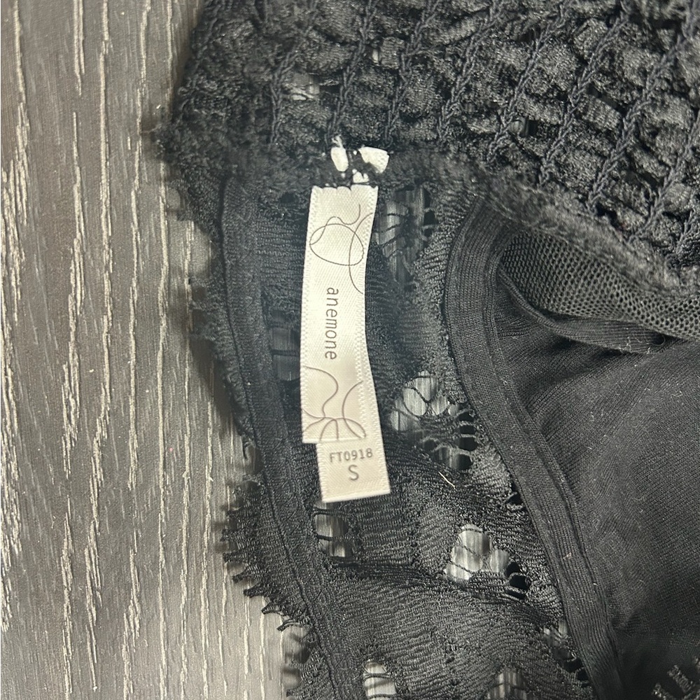 Anemone Black Crochet Lace Bralette Sz S - Picture 5 of 6